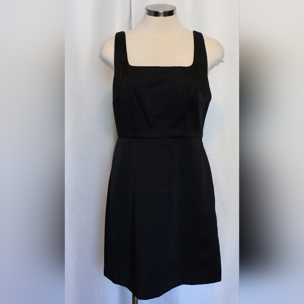 A New Day Black Satin Mini Dress Size 6 NWT Fit & Flare